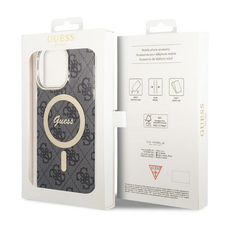 Guess 4G MagSafe – dėklas, skirtas iPhone 14 Pro Max (juodas)