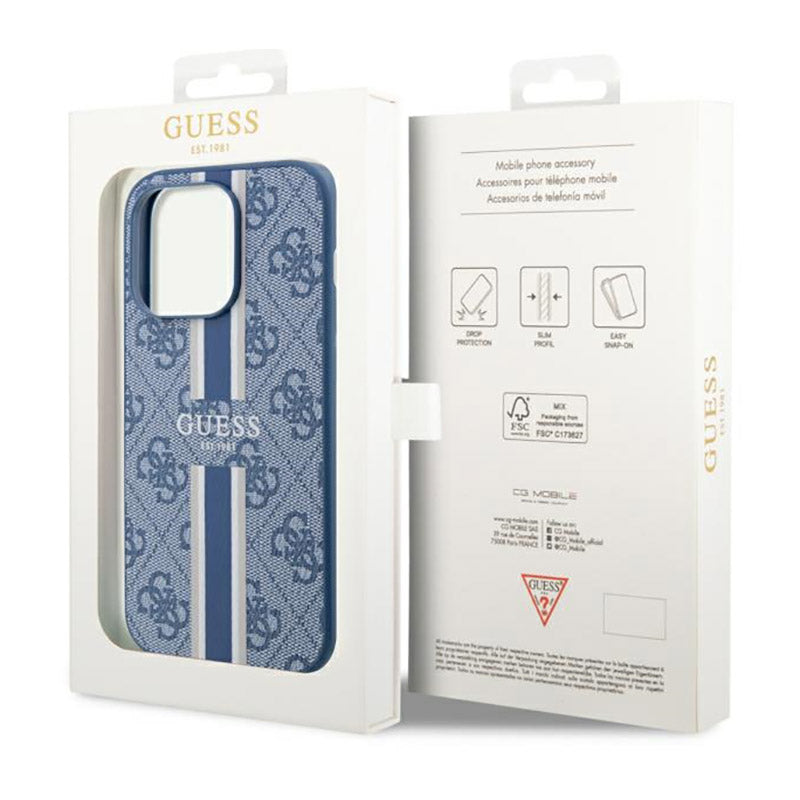 Guess 4G Printed Stripes MagSafe - Dėklas, skirtas iPhone 14 Pro (mėlynas)