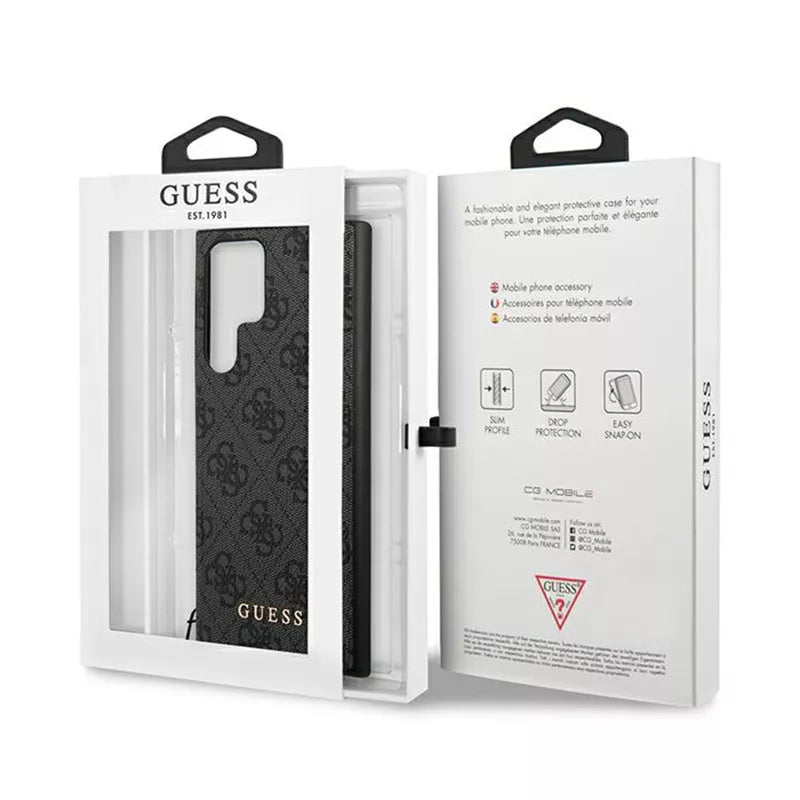 Guess 4G Charms Collection – dėklas Samsung Galaxy S24 Ultra (juodas)