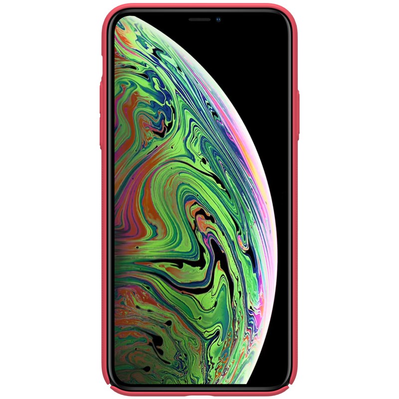 Nillkin Super Frosted Shield – dėklas, skirtas Apple iPhone 11 Pro Max, su išpjova logotipui (ryškiai raudonas)