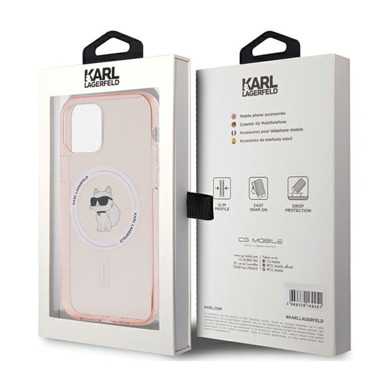 Karl Lagerfeld IML Choupette MagSafe – dėklas, skirtas iPhone 12 / iPhone 12 Pro (rožinis)