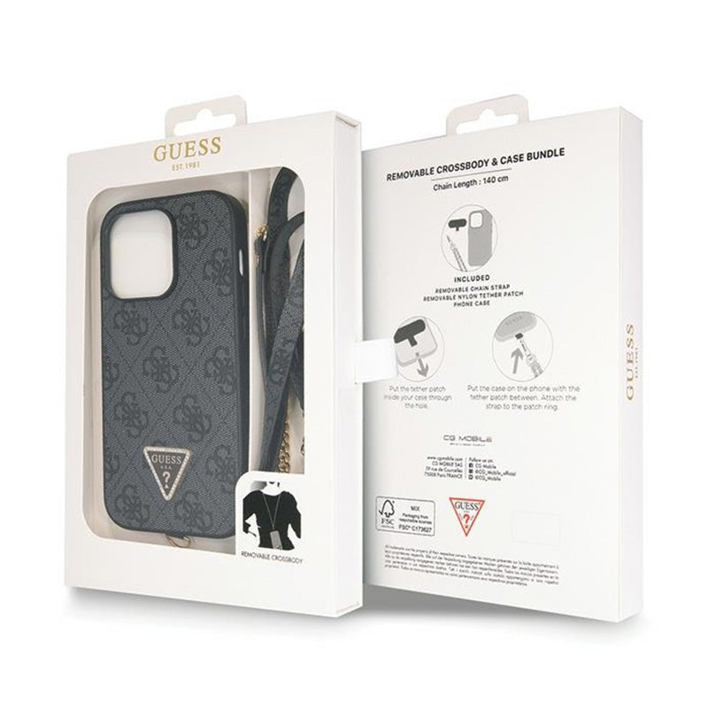 Guess Crossbody 4G metalo logotipas - iPhone 14 Pro dėklas (juodas)