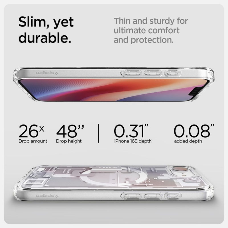 Spigen Ultra Hybrid Mag MagSafe - dėklas iPhone 17e / 16e (Zero One White)