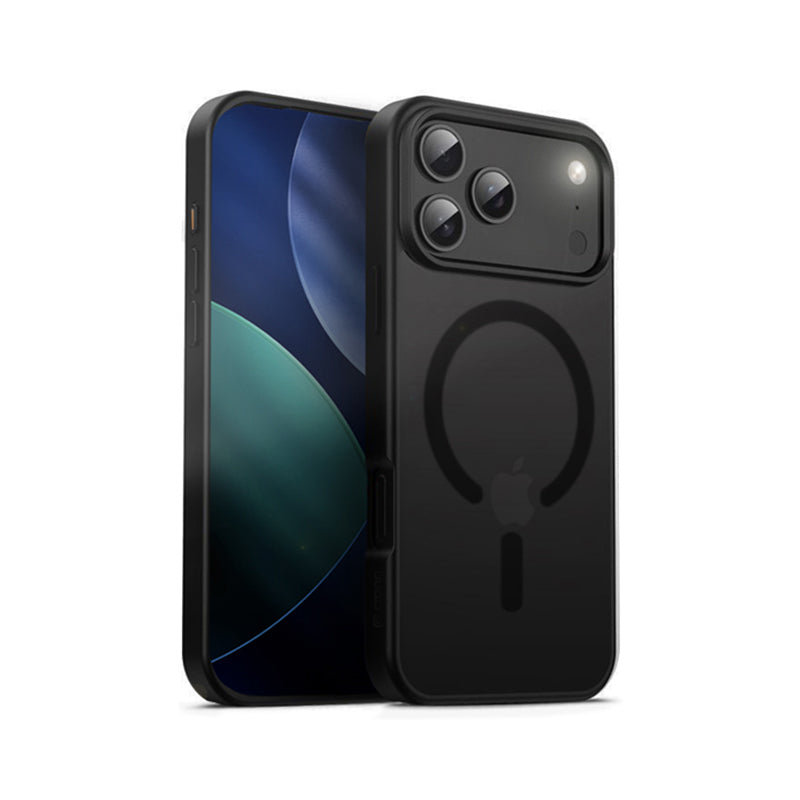 Crong Hybrid Frost MAG dėklas – MagSafe iPhone 17 Pro Max dėklas (Juodas)