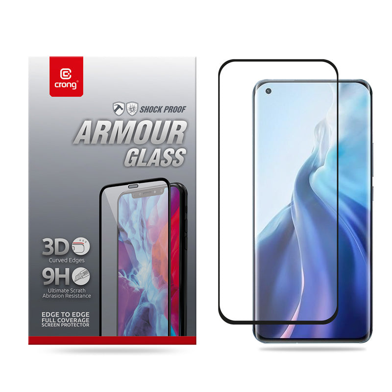 Crong 3D Armor Glass - 9H pilnas klijavimas grūdintas stiklas, skirtas Xiaomi Mi 11 visam ekranui + montavimo rėmelis