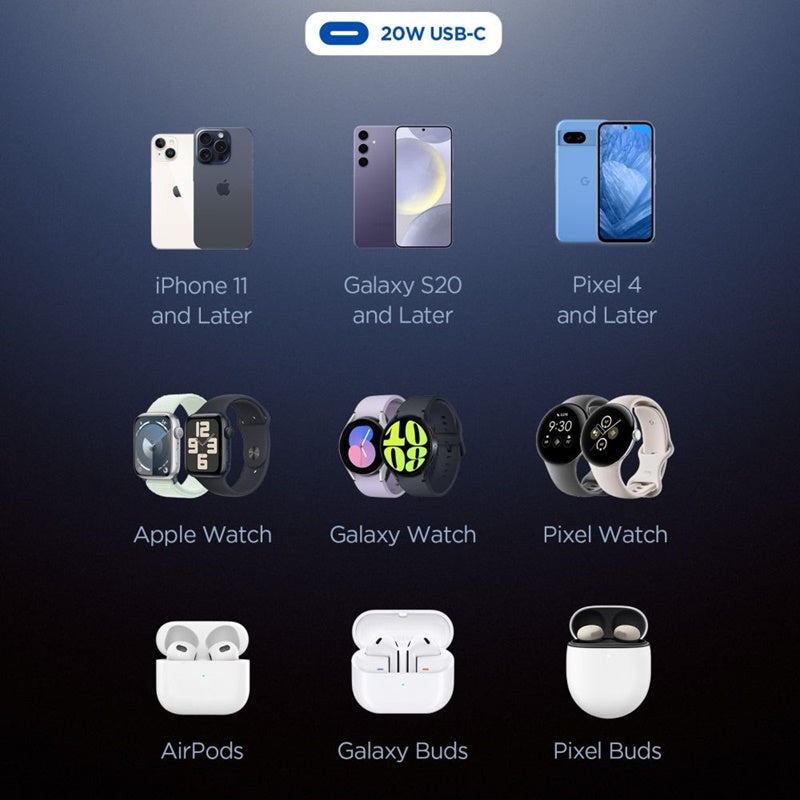 Spigen Essential EE201EU GaN - Sieninis įkroviklis USB-C 20W (juodas)