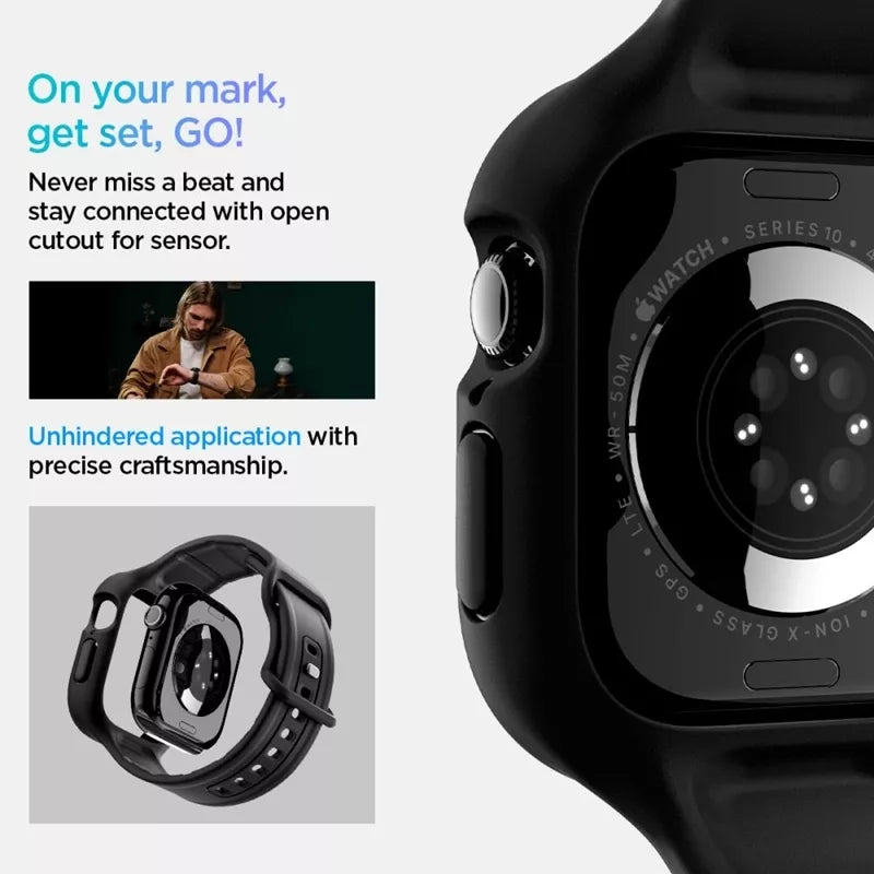Spigen Vault Pro – Dirželis su dėklu, skirtas Apple Watch 10 42 mm (Matte Black)