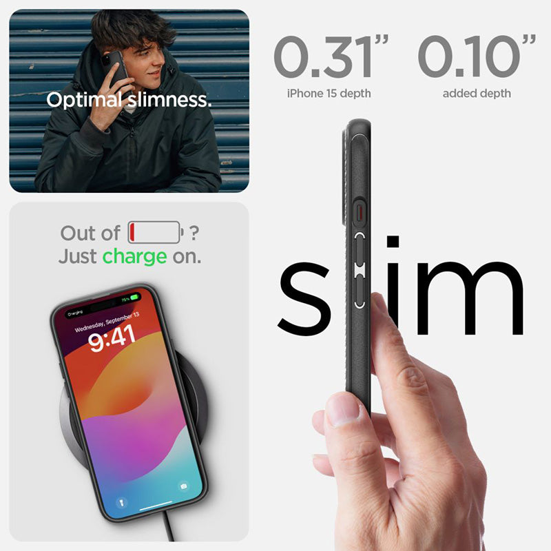 Spigen Mag Armor MagSafe – dėklas skirtas iPhone 15 (juodas, matinis)