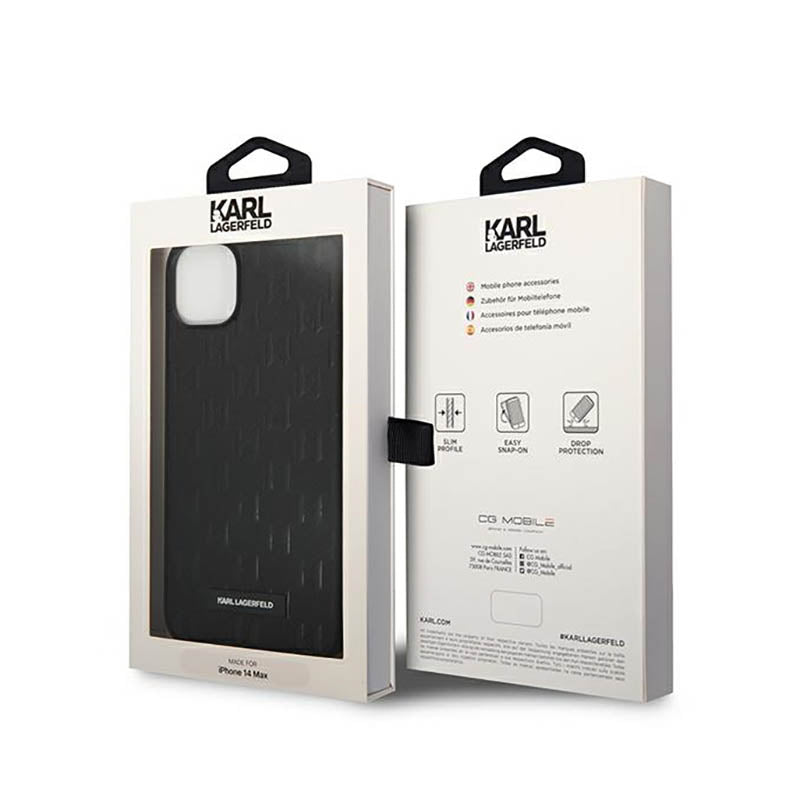 Karl Lagerfeld Saffiano Mono Metal Logo - Dėklas, skirtas iPhone 14 Plus (juodas)
