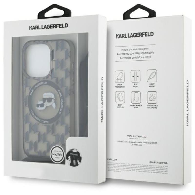 Karl Lagerfeld IML Crossbody Monogram Karl & Choupette Head MagSafe – dėklas iPhone 16 Pro (juodas)