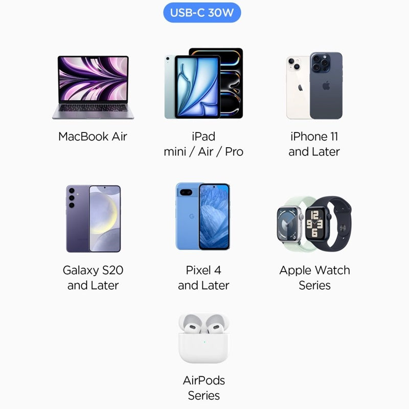 Spigen Essential EV301 - USB-C PD 3.0 PPS 30W automobilinis įkroviklis (juodas)