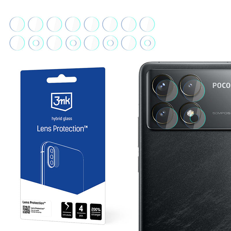 3mk objektyvo apsauga – kameros objektyvo stiklas, skirtas POCO F6 Pro (4 rinkiniai)