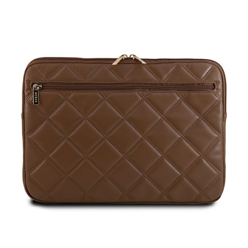 Guess Quilted 4G Sleeve – nešiojamojo kompiuterio dėklas 13 colių / 14 colių (ruda)