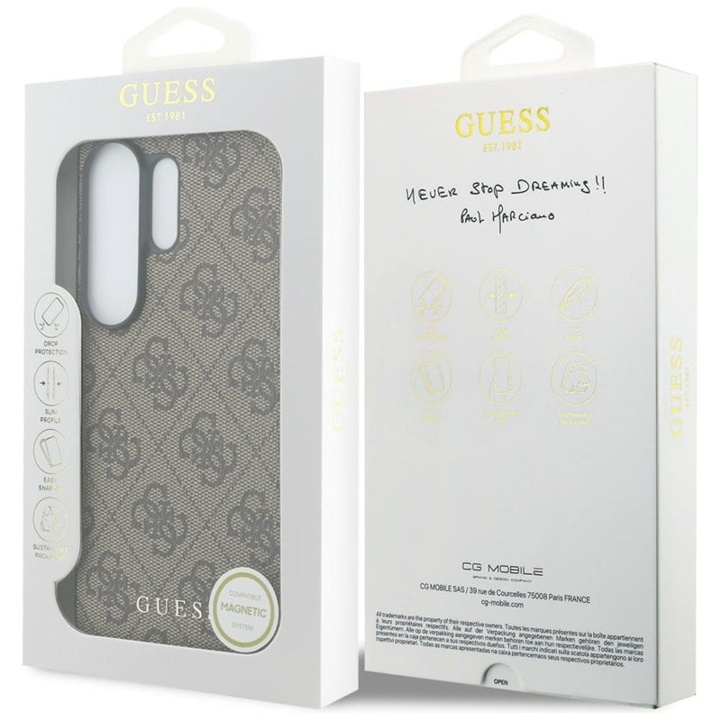 „Guess“ 4G Classic Logo Charm MagSafe dėklas – Samsung Galaxy S26 Ultra (rudas)