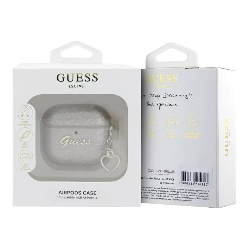 Guess Metallic Script Charm - „AirPods 4“ dėklas (aukso spalvos)