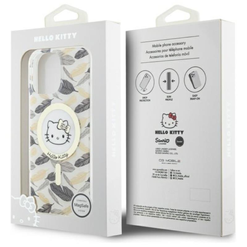 Hello Kitty IML Golden Leaves MagSafe - dėklas iPhone 16 Pro Max (baltas)