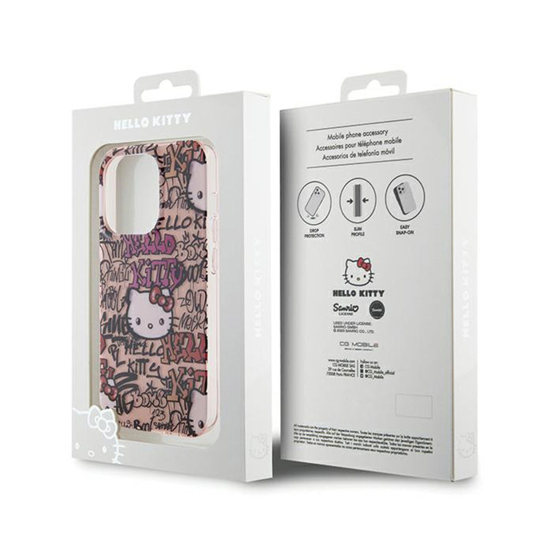 Hello Kitty IML Tags Graffiti – iPhone 15 Pro Max dėklas (rožinis)