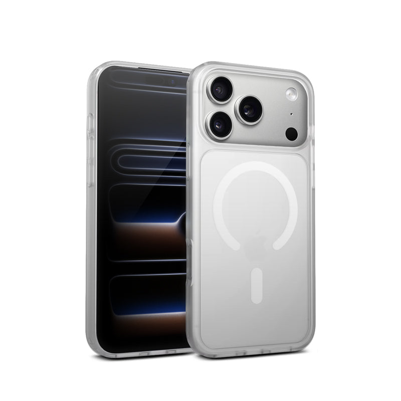 Crong Hybrid Matte Magnetic - MagSafe iPhone 17 Pro dėklas (baltas)