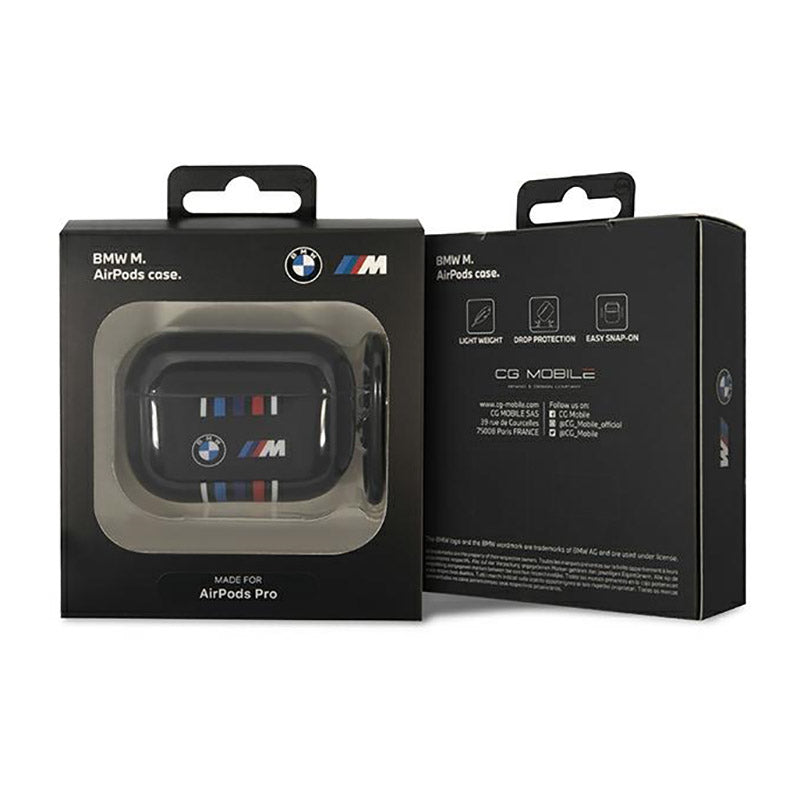 BMW įvairiaspalvės linijos – dėklas Apple AirPods Pro (juodas)
