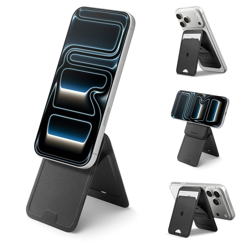 Spigen S314-3 Slim Fold Tripod MagSafe – magnetinė piniginė su stovo funkcija (juoda)