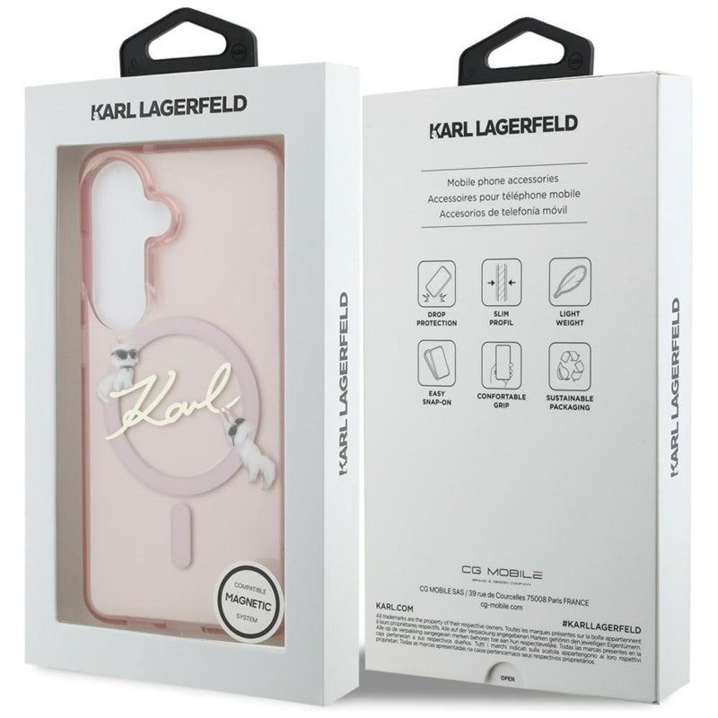Karl Lagerfeld IML KC Script MagSafe dėklas - Samsung Galaxy S26 (Rožinis)