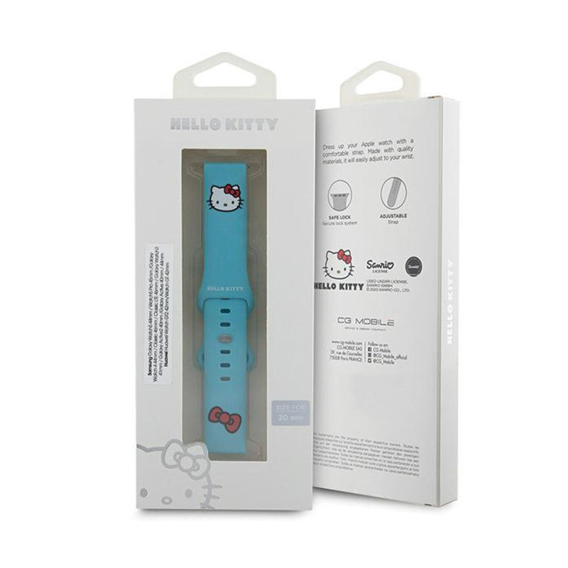 „Hello Kitty“ silikoninė apyrankė „Kitty Head“, skirta 20 mm išmaniajam laikrodžiui (mėlyna)