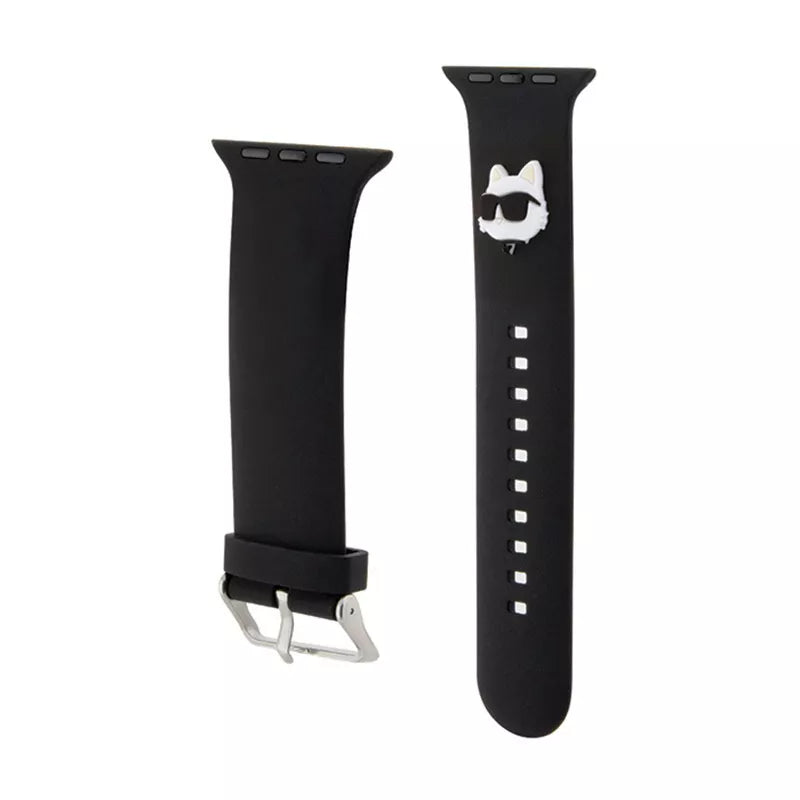 Karl Lagerfeld 3D guminė „Choupette“ galva NFT – dirželis, skirtas „Apple Watch 42/44/45/49 mm“ (juodas)
