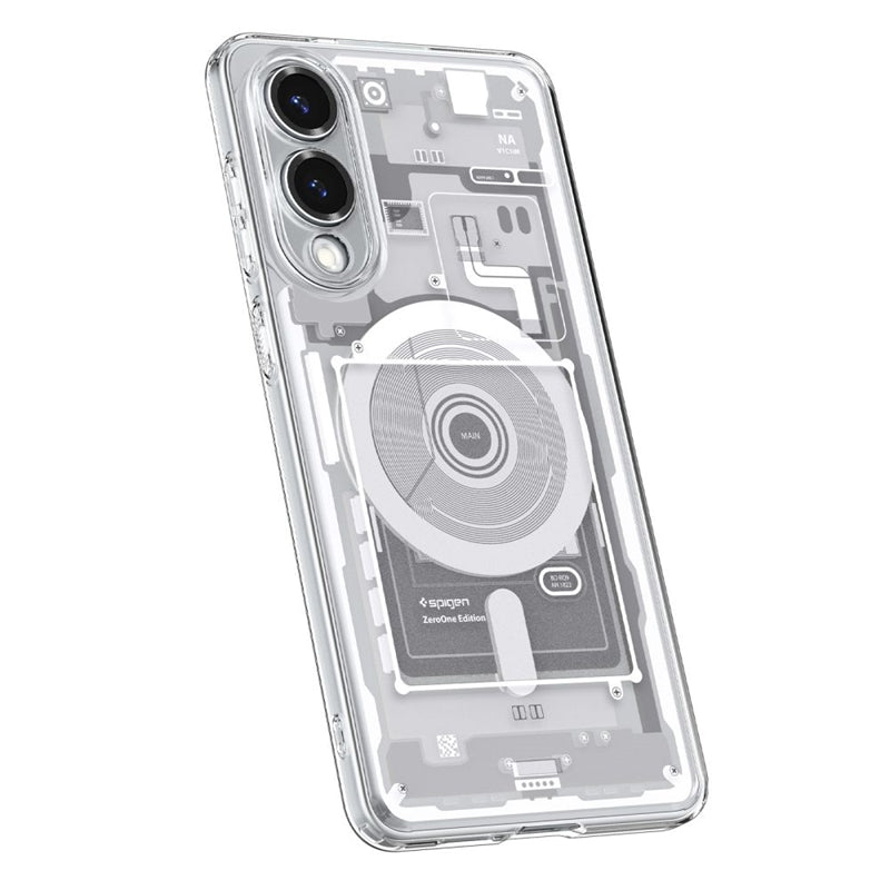 Spigen Ultra Hybrid Mag MagSafe – Dėklas, skirtas Samsung Galaxy S25 Edge (Zero One White)
