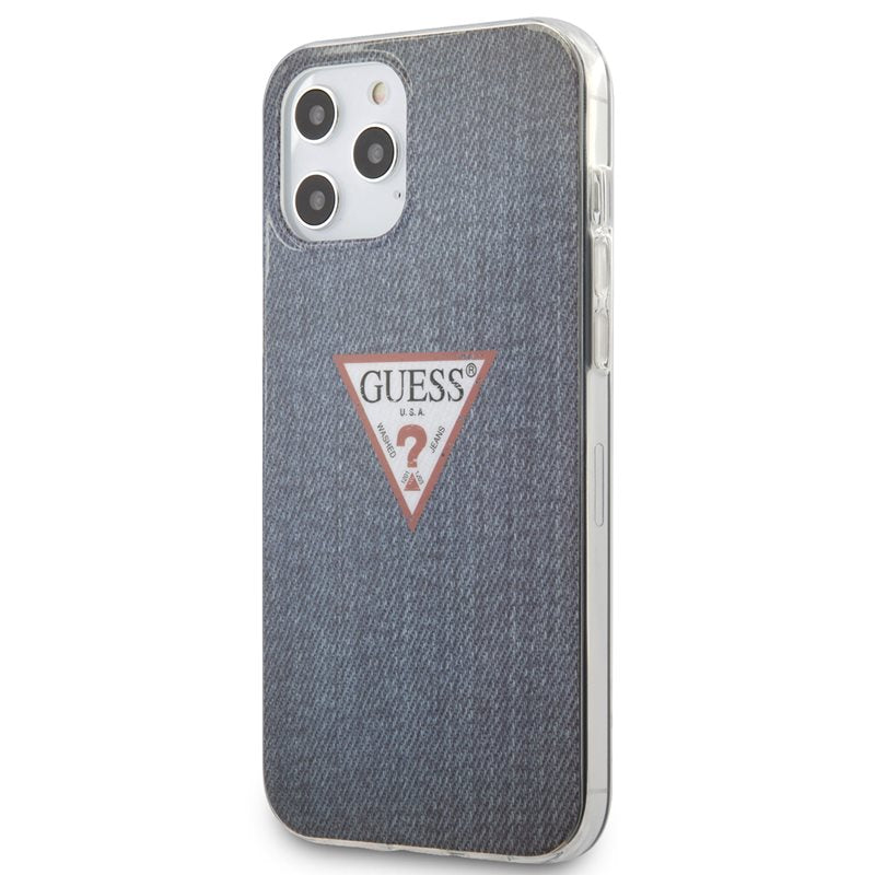 Guess Denim Triangle Dk – "iPhone 12 Pro Max" dėklas (tamsiai mėlynas)