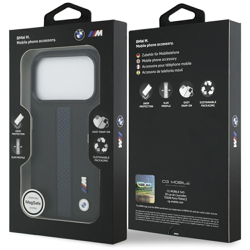 BMW M Perforated Stripe Logo MagSafe dėklas – iPhone 17 Pro (Mėlynas)