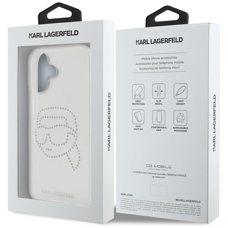 Karl Lagerfeld IML Kalnų krištolo Karlo Galva - Dėklas iPhone 16 (skaidrus)