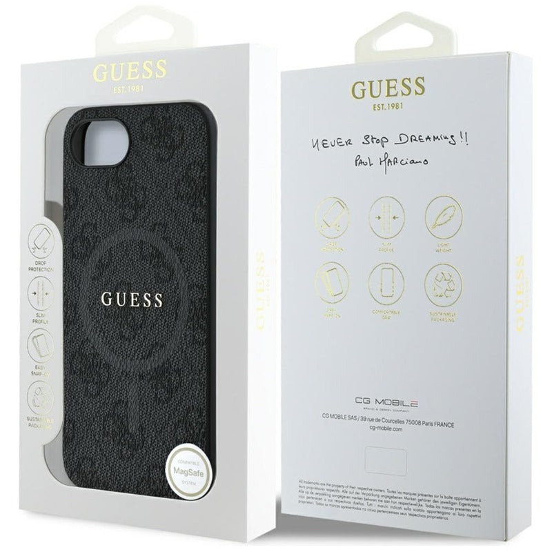 Guess 4G Ring Classic Logo MagSafe - dėklas skirtas iPhone 16e (juodas)