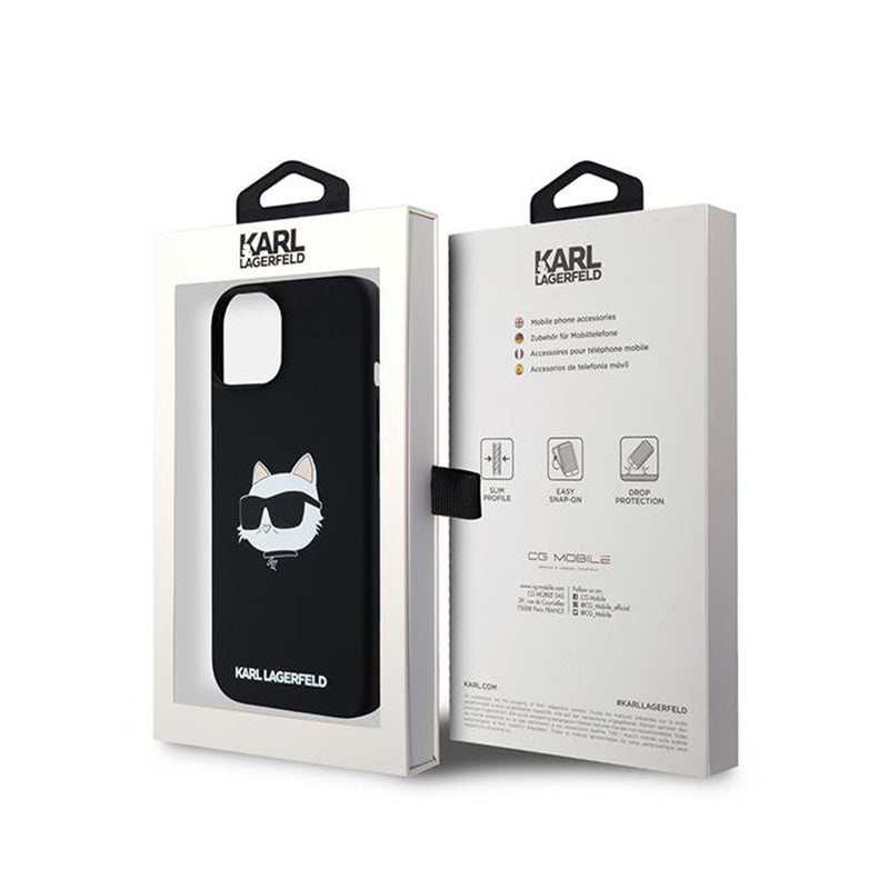 Karl Lagerfeld Silicone Choupette Head MagSafe – iPhone 15 Plus / 14 Plus dėklas (juodas)