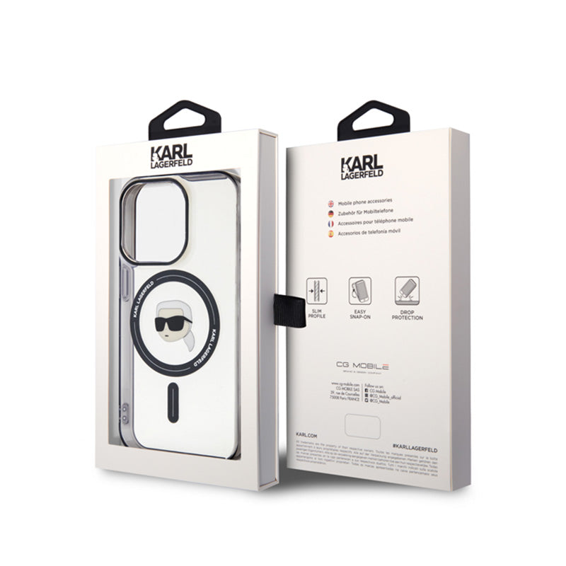 Karl Lagerfeld IML Karl Head MagSafe – dėklas iPhone 15 Pro (skaidrus)
