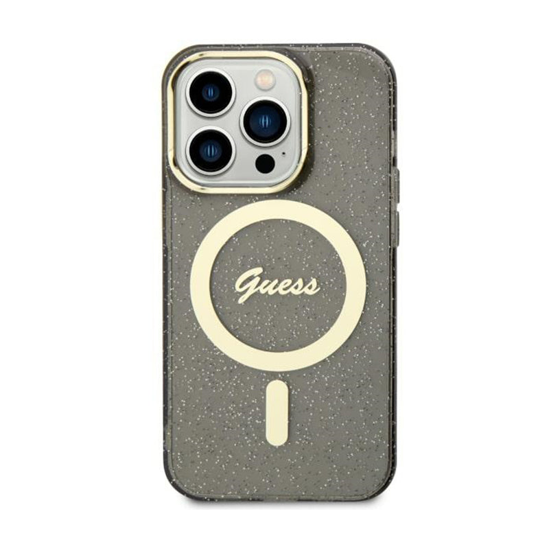 Guess Glitter Gold MagSafe – dėklas, skirtas „iPhone 11“ (juodas)