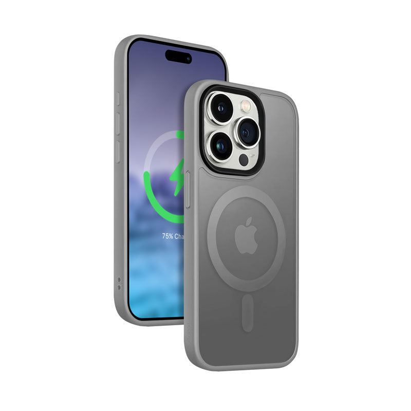 Crong Hybrid Frost MAG dėklas - iPhone 15 Pro Max MagSafe dėklas (pilkas)