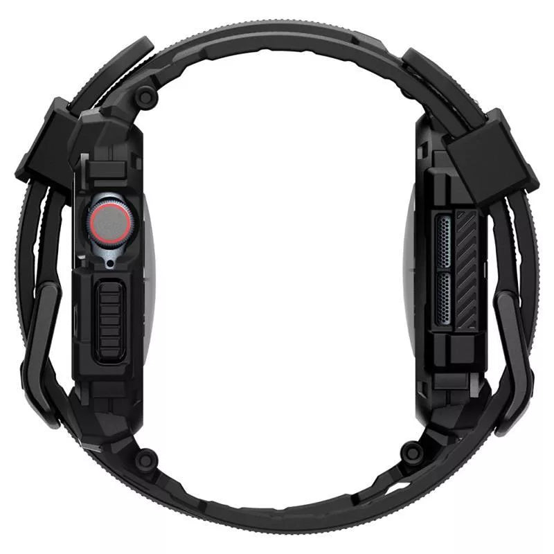 Spigen Rugged Armor Pro – apyrankė su dėklu, skirta Apple Watch 10 42 mm (matinė juoda)