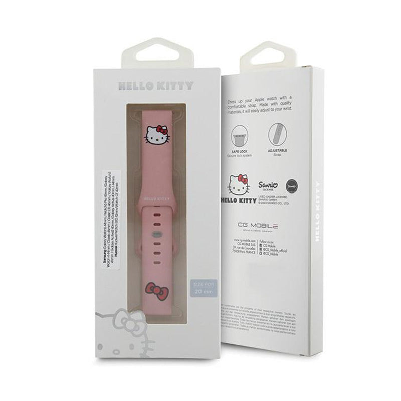 Hello Kitty Silikonas Kitty Galvutė - Universalus 20 mm išmaniojo laikrodžio dirželis (rožinis)