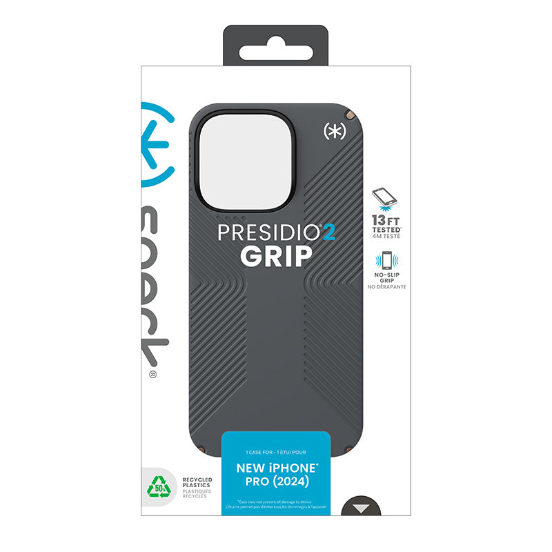 Speck Presidio2 Grip – Dėklas, skirtas „iPhone 16 Pro“ („Charcoal Grey“ / „Cool Bronze“ / „White“)