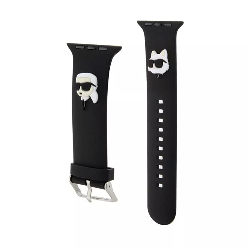 Karl Lagerfeld 3D Rubber Karl & Choupette Heads NFT – dirželis Apple Watch 42/44/45/49 mm (juodas)