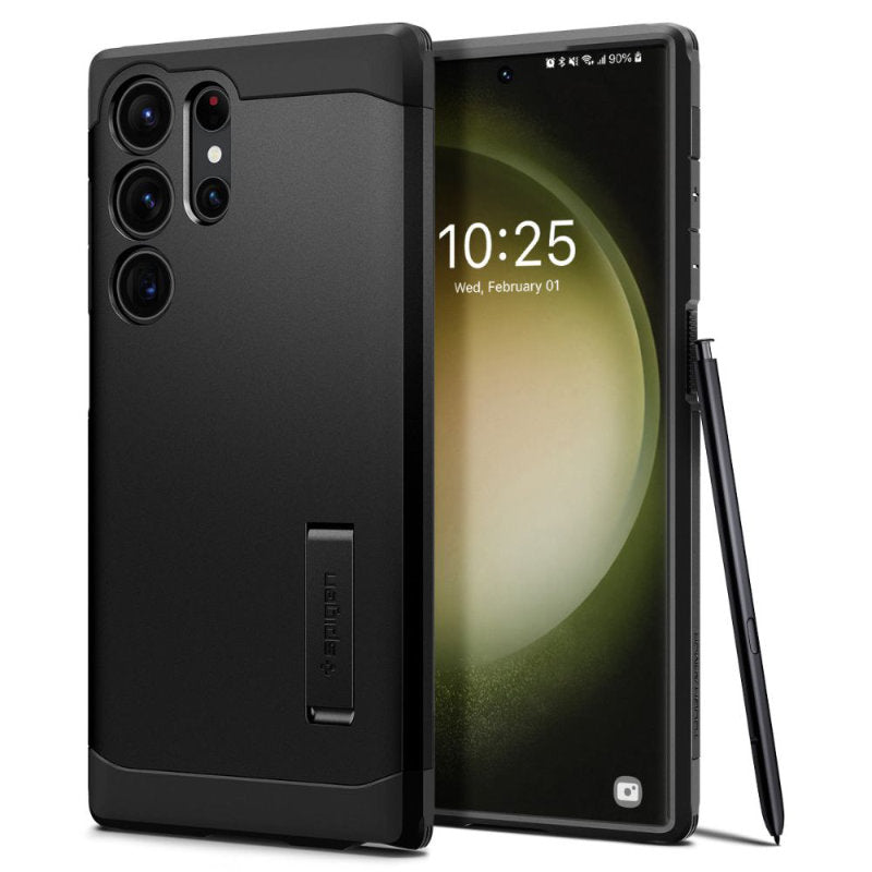 Spigen Tough Armor – dėklas, skirtas „Samsung Galaxy S23 Ultra“ (juodas)