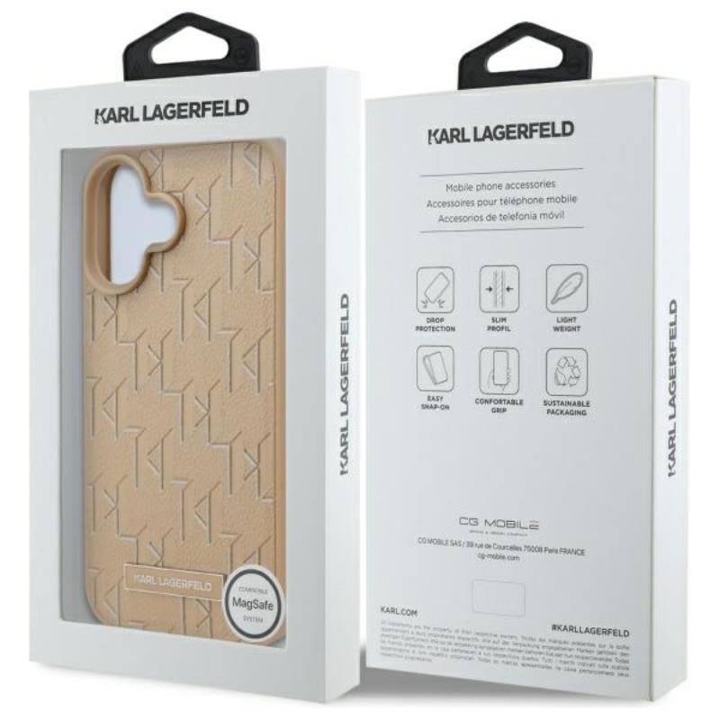 Karl Lagerfeld Hot Stamp MagSafe - "iPhone 16" dėklas (smėlio spalvos)