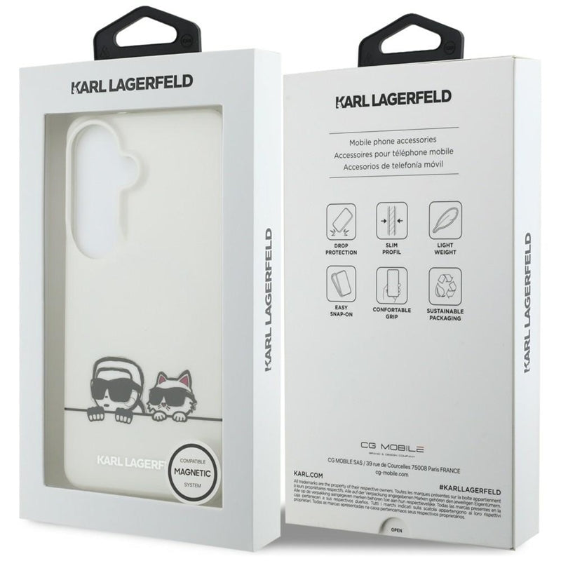 Karl Lagerfeld IML Peekaboo Karl & Choupette MagSafe dėklas, skirtas Samsung Galaxy S26+ (transparent)