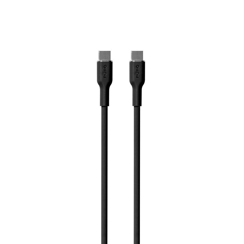 PURO ICON Soft Cable – Kabelis USB-C į USB-C 1,5 m (Juoda)