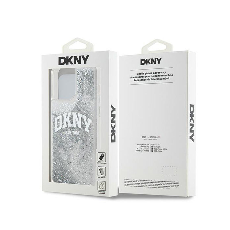 DKNY Skysti blizgučiai Didelis logotipas – dėklas skirtas iPhone 15 Pro Max (baltas)