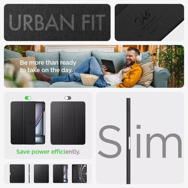 Spigen Urban Fit - dėklas, skirtas iPad Air 13" M3 (2025) / M2 (2024) (juodas)