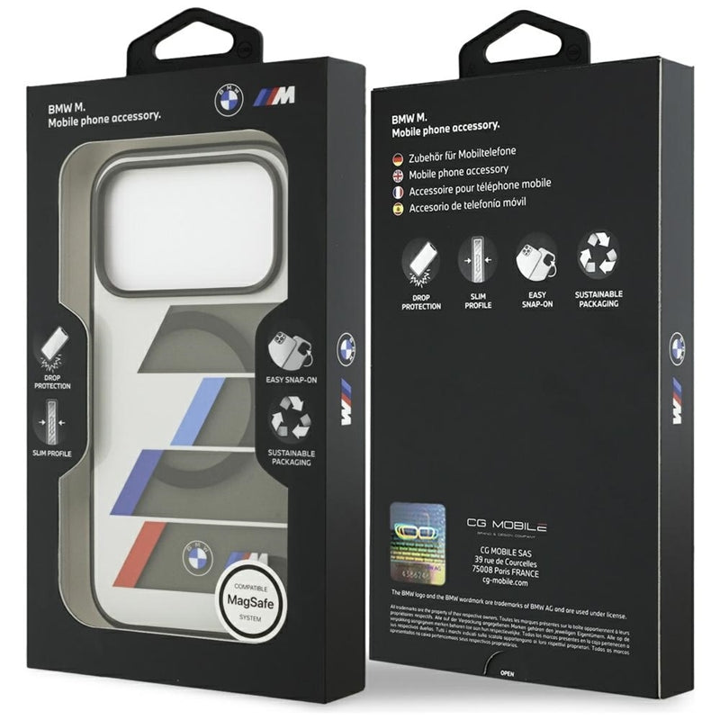 BMW M IML Metal Mygtukai Trispalvės Linijos MagSafe - dėklas iPhone 17 Pro (antracito)