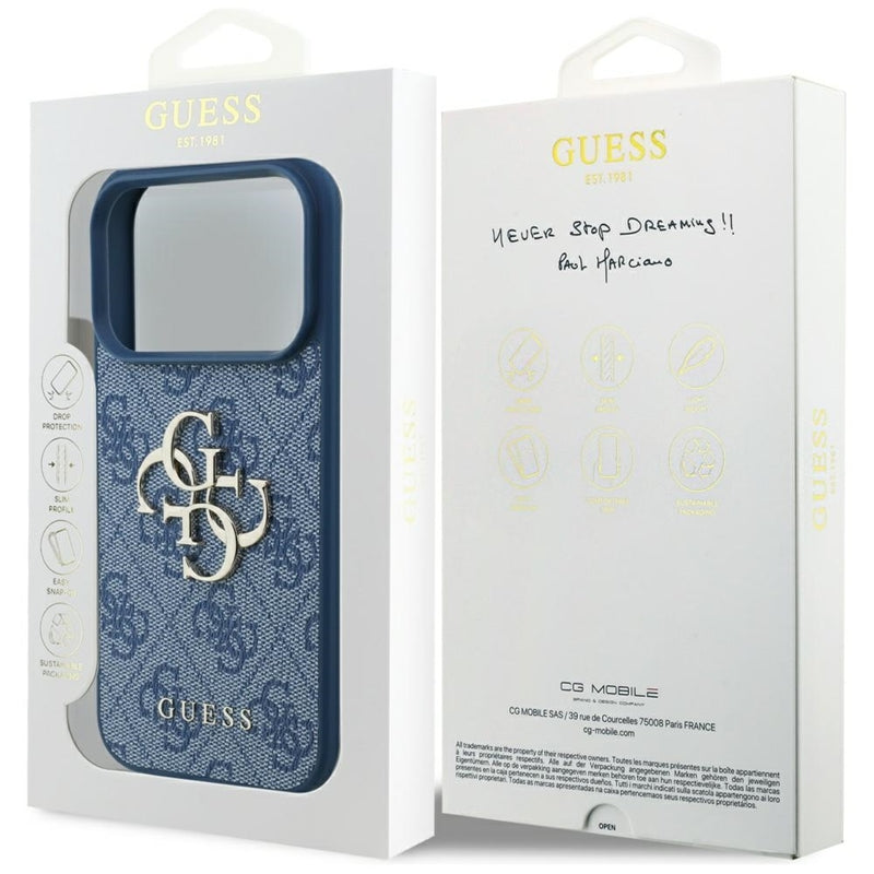 Guess 4G Big Logo dėklas iPhone 17 Pro (mėlynas)