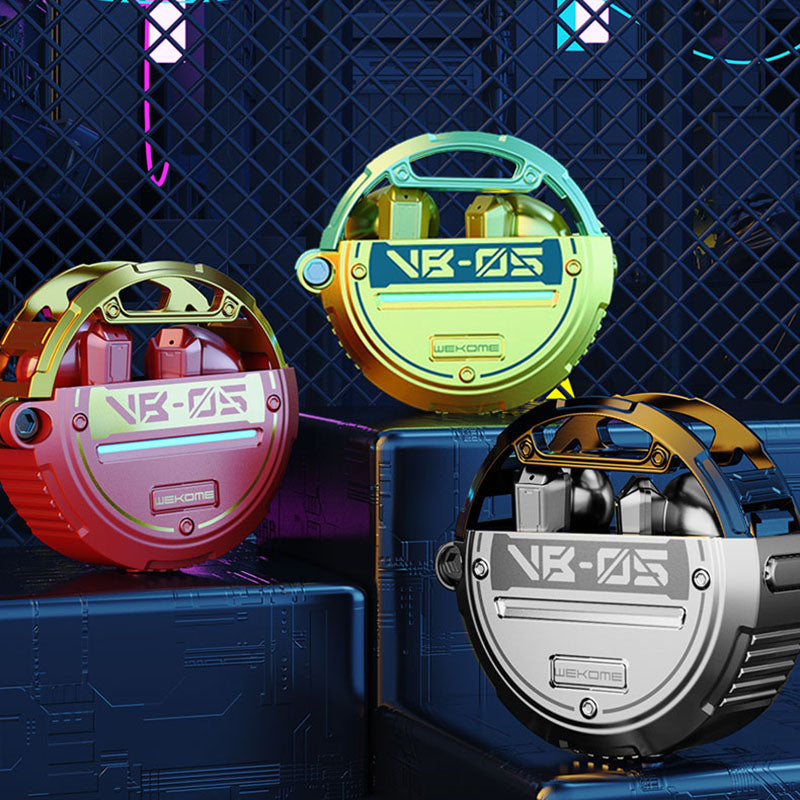 WEKOME VB05 Vanguard Series – Bluetooth V5.3 TWS belaidės ausinės su įkrovimo dėklu (žalia)