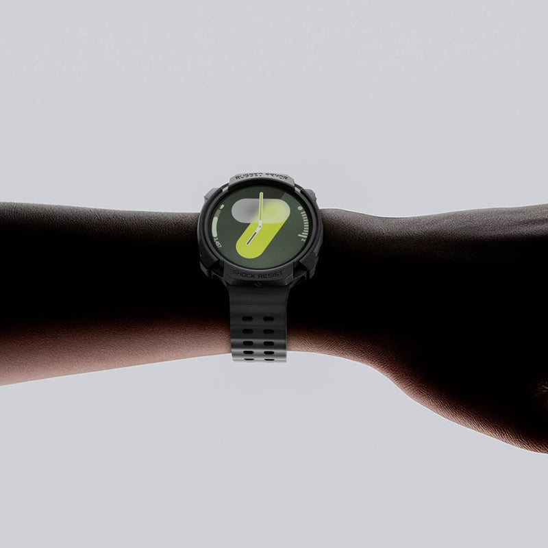 Spigen Rugged Armor Dėklas, skirtas Samsung Galaxy Watch 8 44 mm (Matinė juoda)
